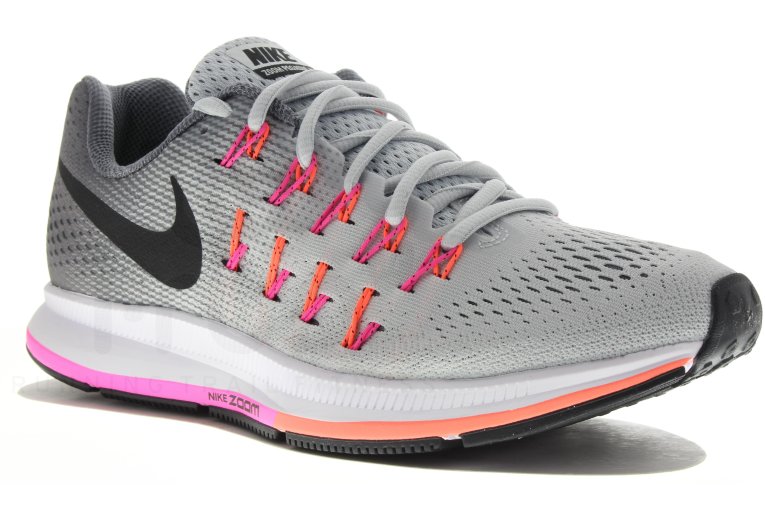 Nike Zoom Pegasus 33 grises con detalles fucsia y naranja - 831356-006