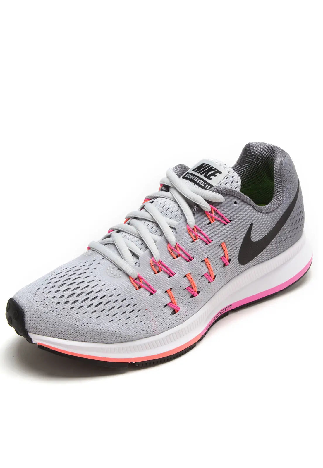 Nike Zoom Pegasus 33 grises con detalles fucsia y naranja - 831356-006